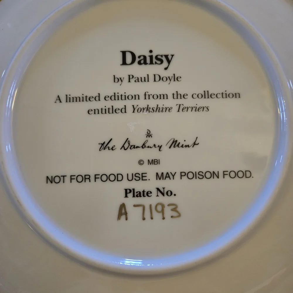 Danbury Mint Yorkshire Terriers Daisy Collection by Paul Doyle is an 8" Plate - Picture 4 of 4